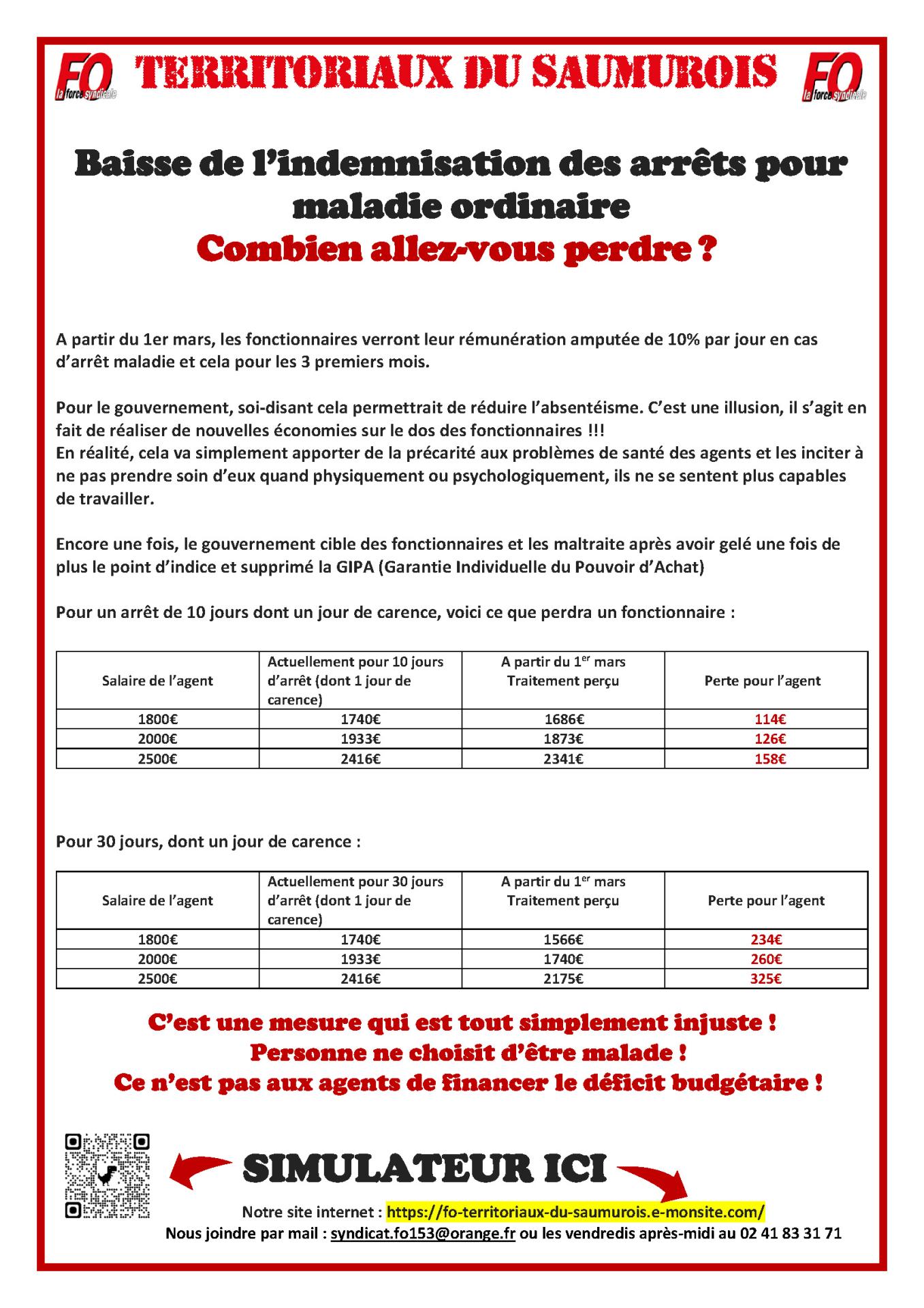 Baisse de l indmenisation des arret